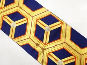 アンティーク　亀甲重ね模様織り出し袋帯（着用可）